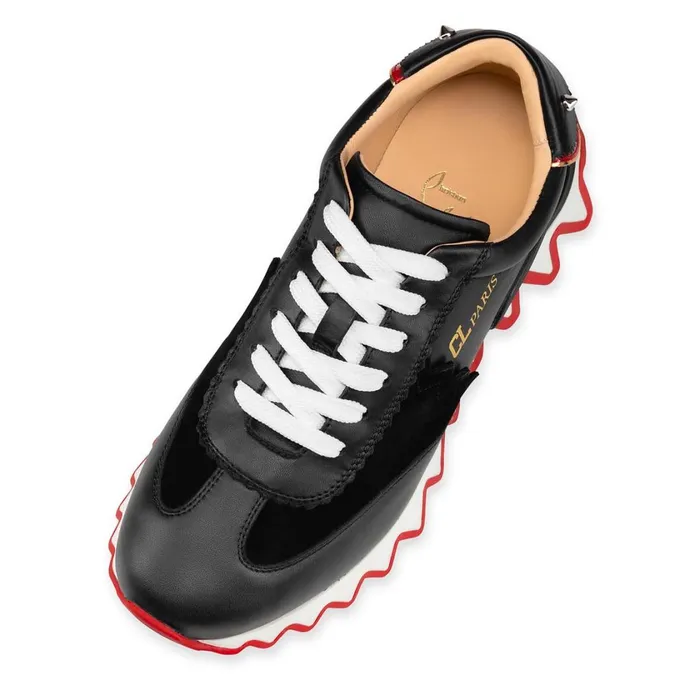 Women Loubishark Woman Sneakers 8211 Calf Leather And Veau Velours 8211 Black Black Christian Louboutin Sneakers