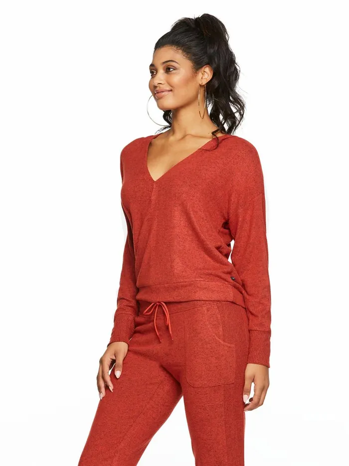 Women Loungewear Jessica Simpson Lola Pullover In Bossa Nova Heather Bossa Nova