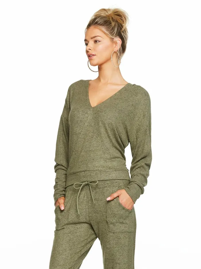 Women Loungewear Jessica Simpson Lola Pullover In Heather Lichen Green Heather Lichen Green