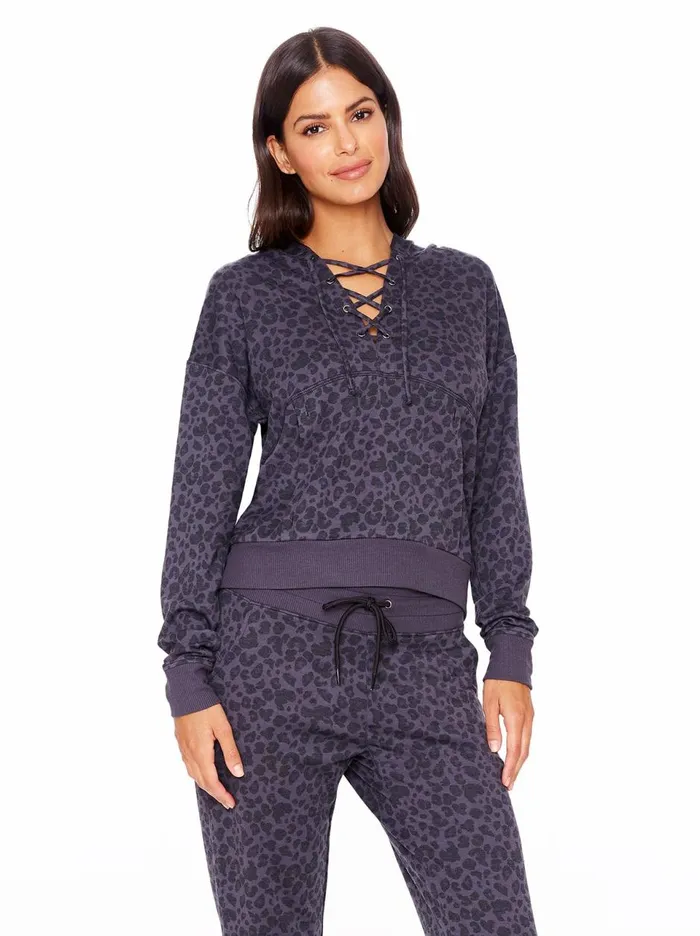 Women Loungewear Jessica Simpson Sunnyside Hoodie In Black Painted Leopard Black Painted Leopard Women Loungewear Jessica Simpson Sunnyside Hoodie In Black Painted Leopard Black Painted Leopard