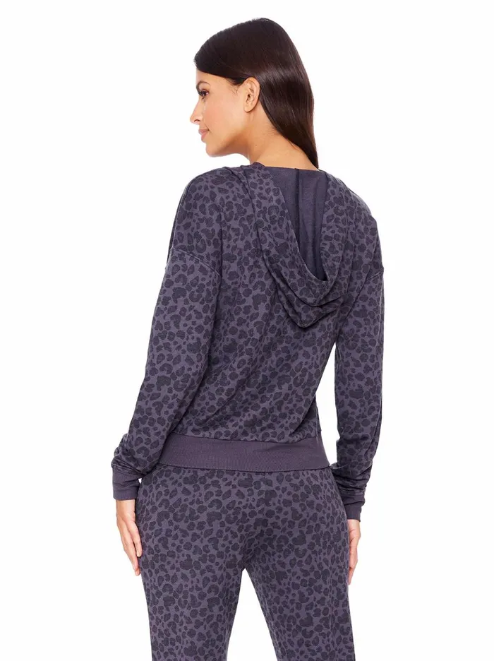 Women Loungewear Jessica Simpson Sunnyside Hoodie In Black Painted Leopard Black Painted Leopard