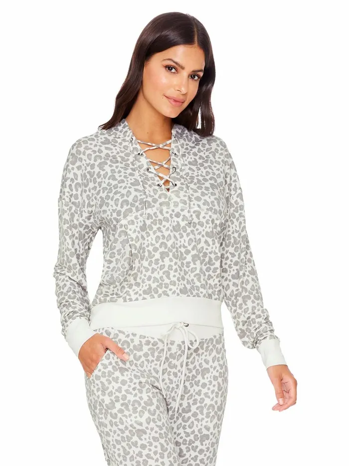 Women Loungewear Jessica Simpson Sunnyside Hoodie In Silver Filigree Painted Leopard Silver Filigree Painted Leopard