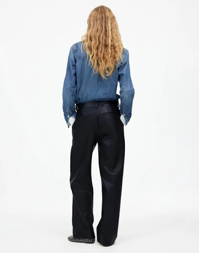 Women LowSlung Baggy Pants In Faux Leather Black Madewell Pants