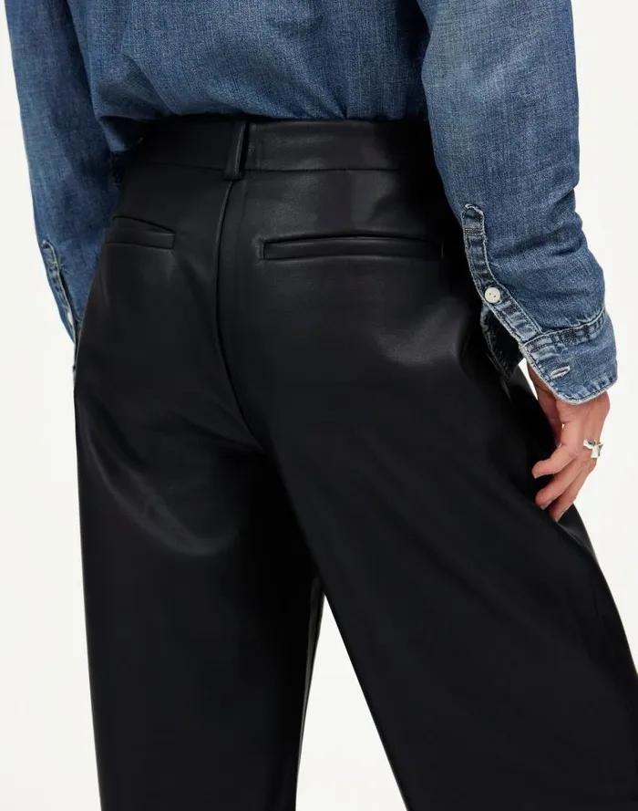 Women LowSlung Baggy Pants In Faux Leather Black Madewell Pants