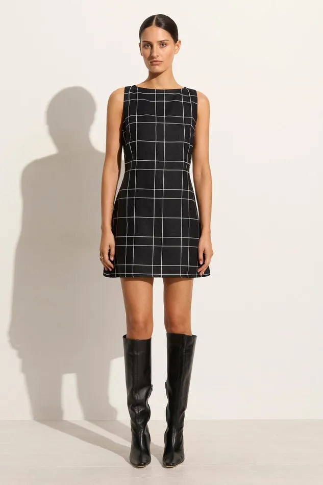 Women Lui Mini Dress Letizia Check Black Faithfull The Brand Dresses
