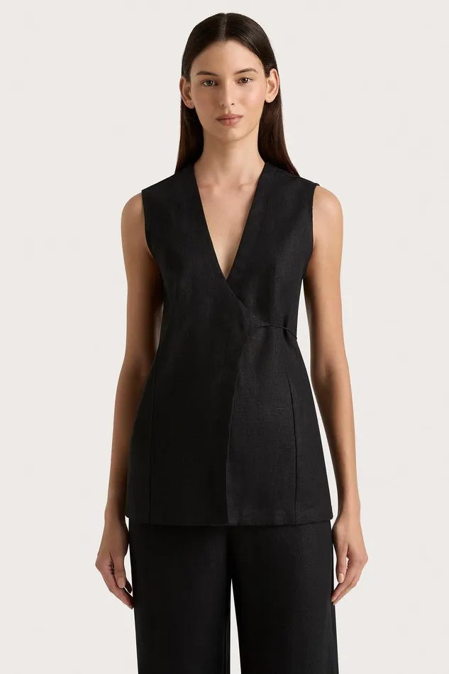 Women Lulea Wrap Vest Black Faithfull The Brand Tops Women Lulea Wrap Vest Black Faithfull The Brand Tops