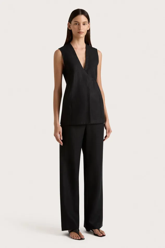 Women Lulea Wrap Vest Black Faithfull The Brand Tops Women Lulea Wrap Vest Black Faithfull The Brand Tops