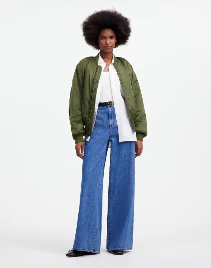 Women Madewell X Alpha Industries MA1 Flight Jacket Heritage Olive Madewell Coats Jackets