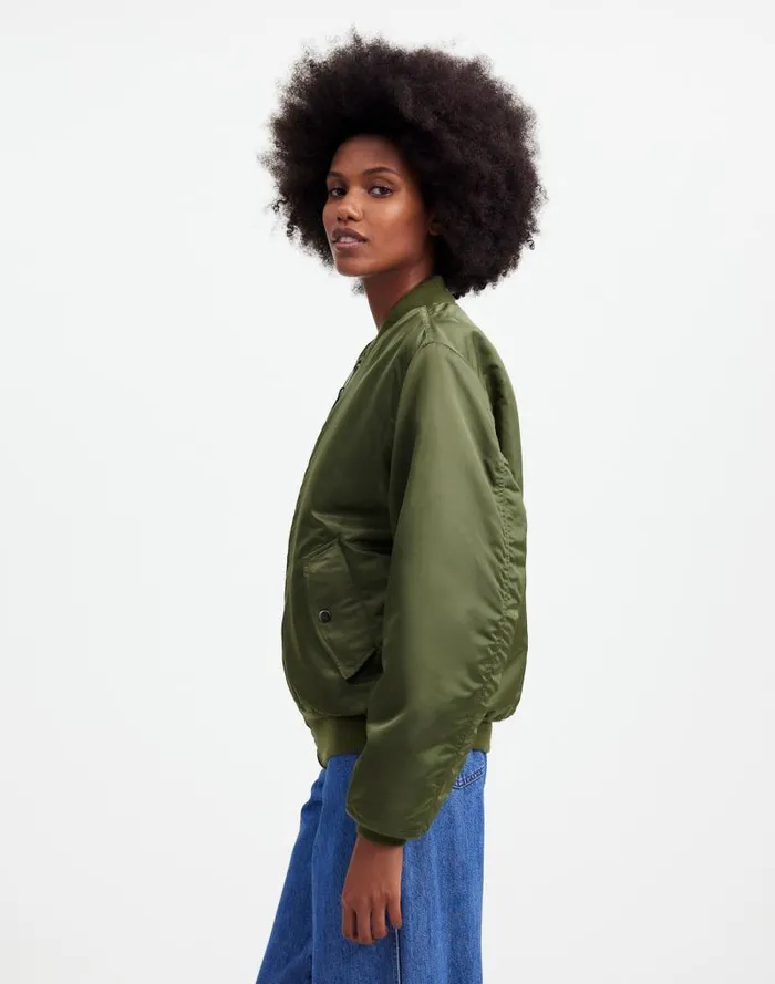 Women Madewell X Alpha Industries MA1 Flight Jacket Heritage Olive Madewell Coats Jackets