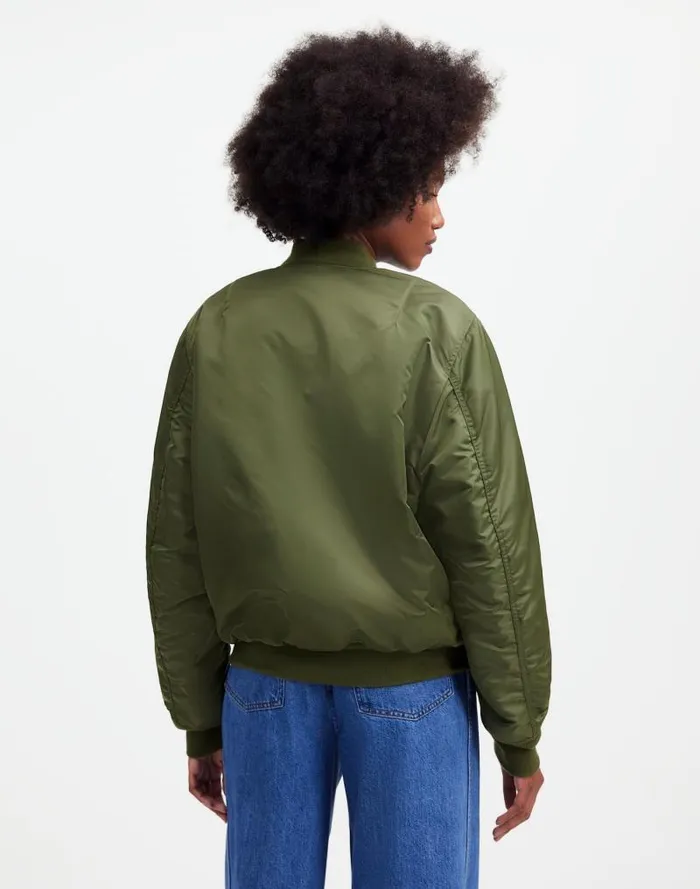 Women Madewell X Alpha Industries MA1 Flight Jacket Heritage Olive Madewell Coats Jackets