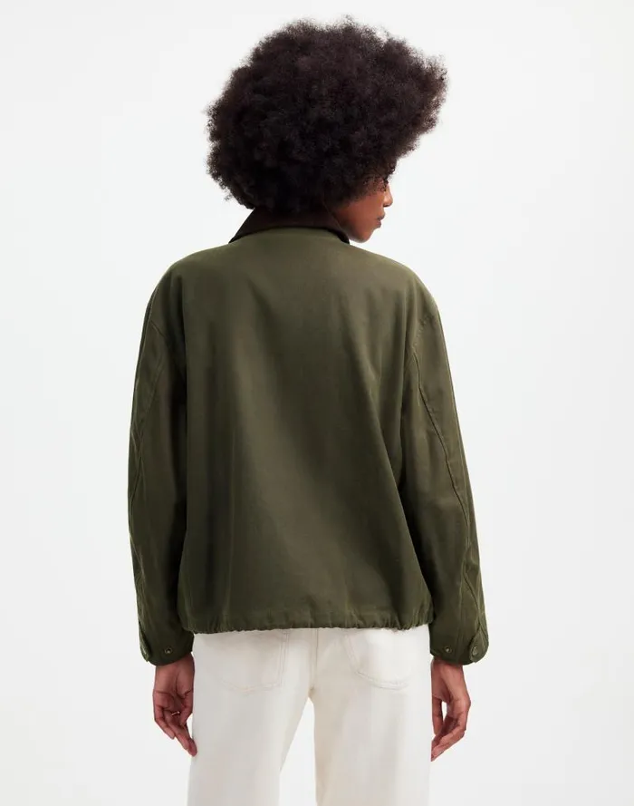 Women Madewell X Alpha Industries Waxed Cotton Car Coat Cargo Olive Madewell Coats Jackets