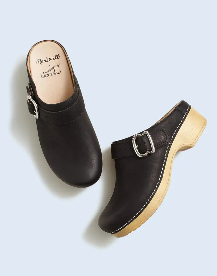 Women Madewell X Dansko Brinn Mules In Leather Black Madewell Heels