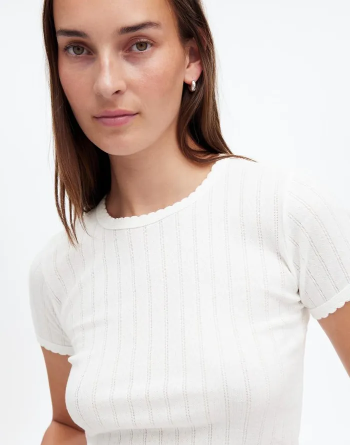 Women Madewell X LESET Pointelle SlimFit Tee White Madewell Tees
