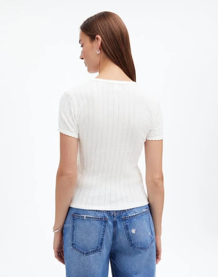 Women Madewell X LESET Pointelle SlimFit Tee White Madewell Tees
