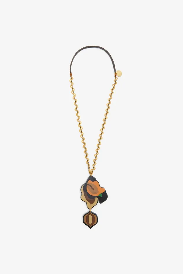Women Malparmi Bijoux Camo Leaves Necklace Orangeblackbrown