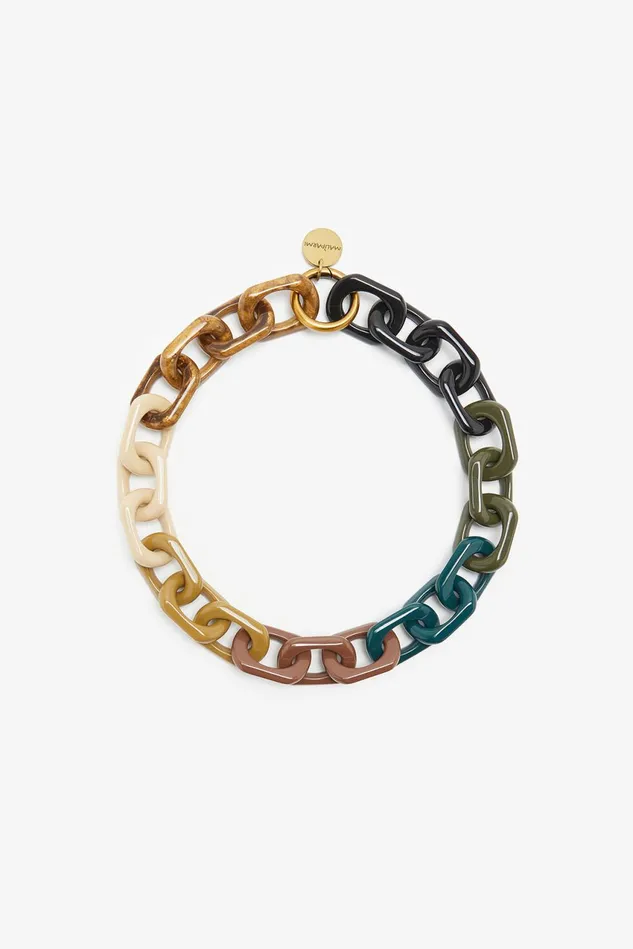 Women Malparmi Bijoux Multi Resin Chain Necklace Greenmulticolour