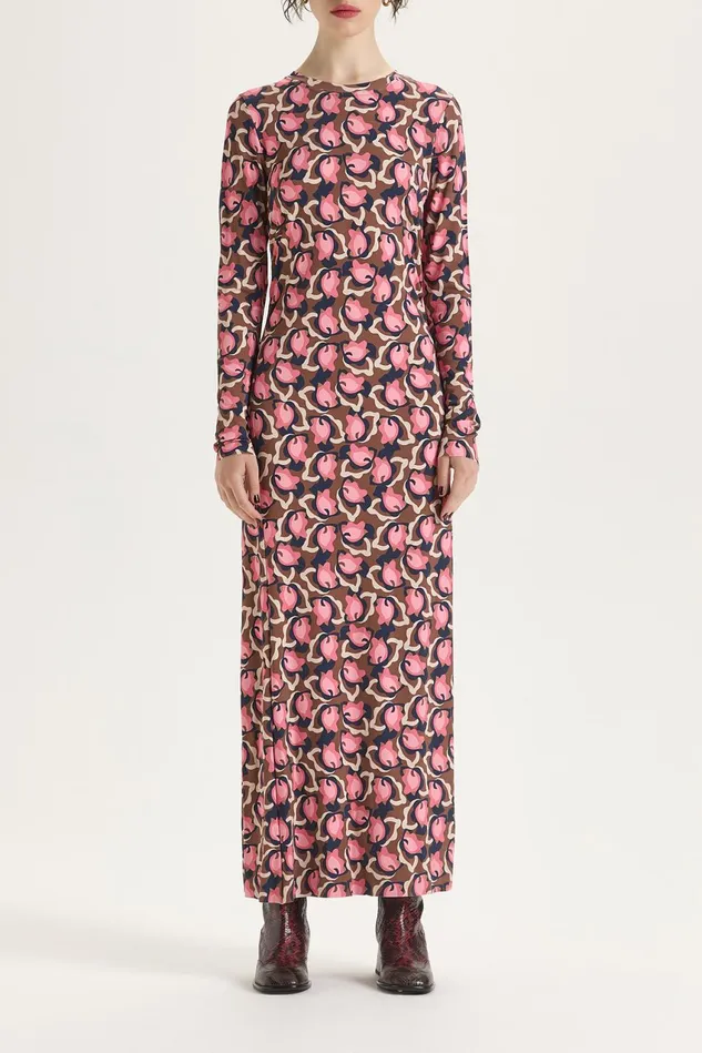 Women Malparmi Dresses Camoleaves Jersey Dress Pinkbeigeblack