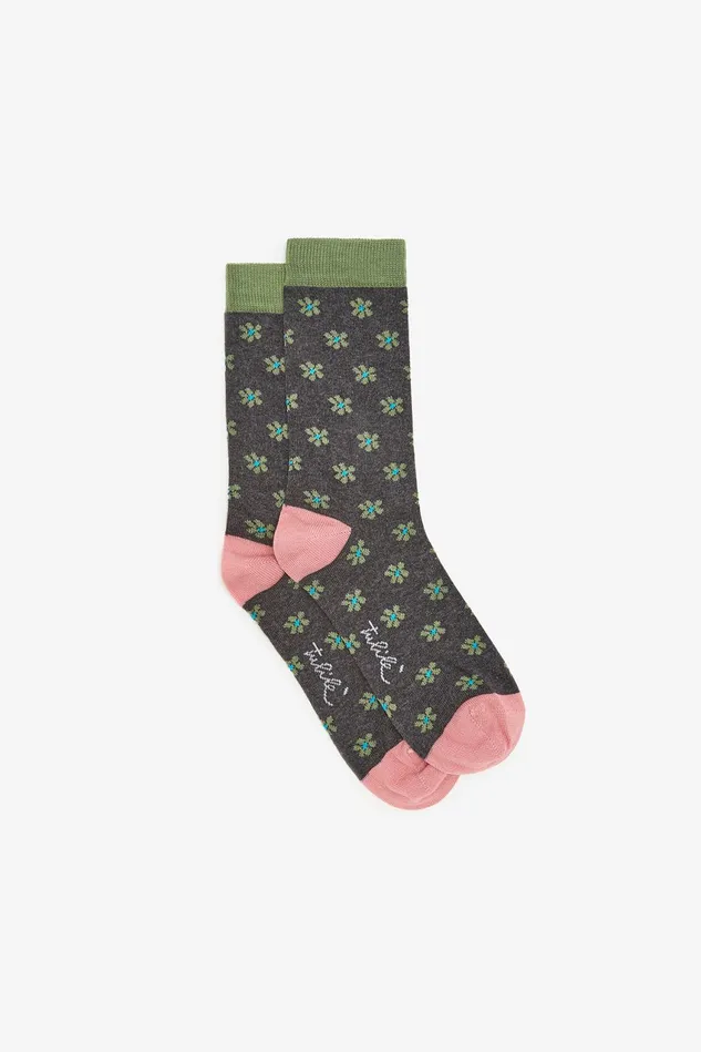 Women Malparmi Hats And Socks Happy Flower Socks Greygreen