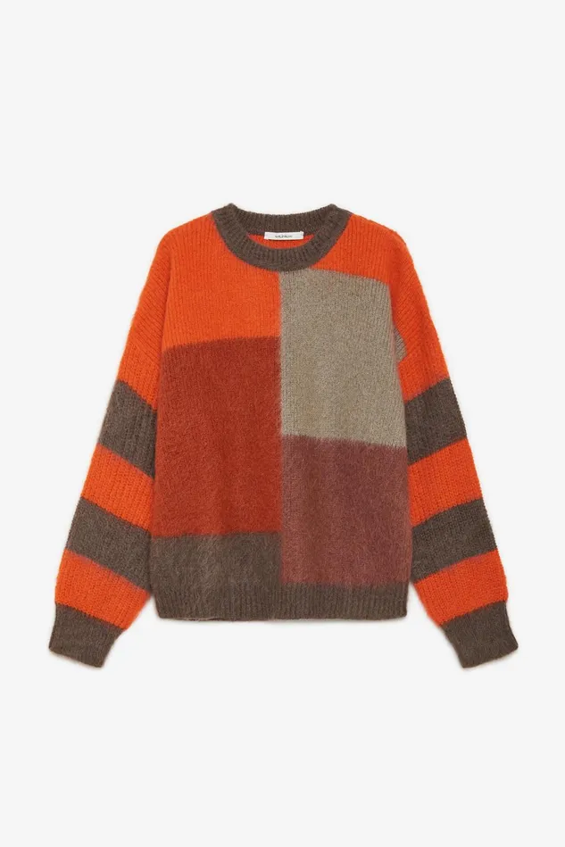 Women Malparmi Knitwear Inlay Patch Mohair Sweater Rustmulticolour
