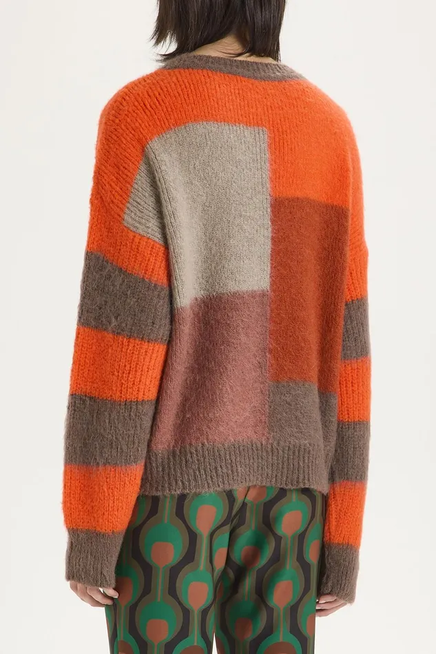 Women Malparmi Knitwear Inlay Patch Mohair Sweater Rustmulticolour