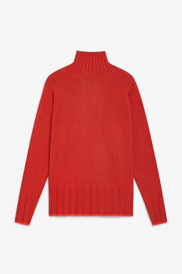 Women Malparmi Knitwear New Soft Wool Sweater Rust