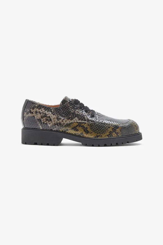 Women Malparmi Laceups Leather Animalier LaceUp Greygreen