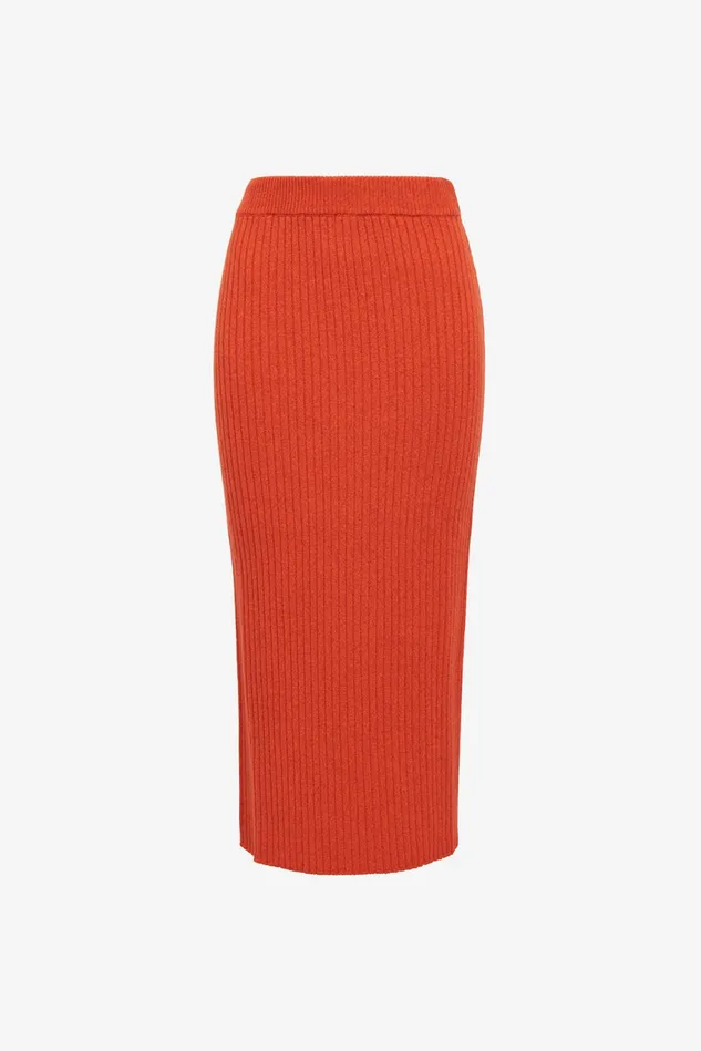 Women Malparmi Skirts New Soft Wool Skirt Orangeorange