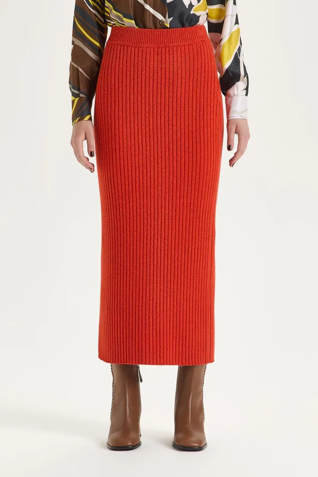 Women Malparmi Skirts New Soft Wool Skirt Orangeorange