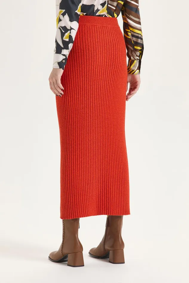 Women Malparmi Skirts New Soft Wool Skirt Orangeorange