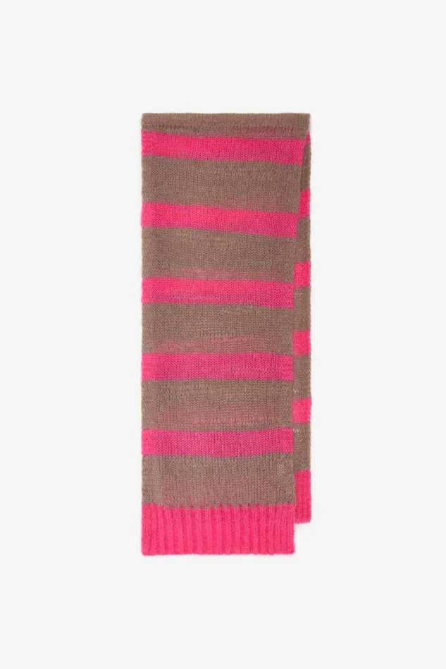 Women Malparmi Stoles Lurex Mohair Stripes Sweater Pinkbrown