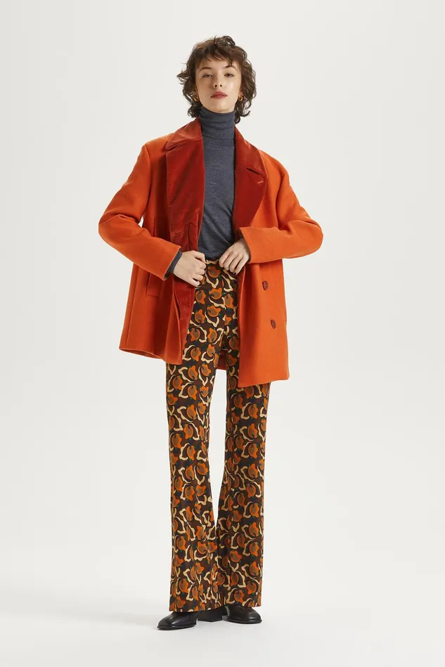 Women Malparmi Trousers Camoleaves Jersey Trousers Orangeblackbrown