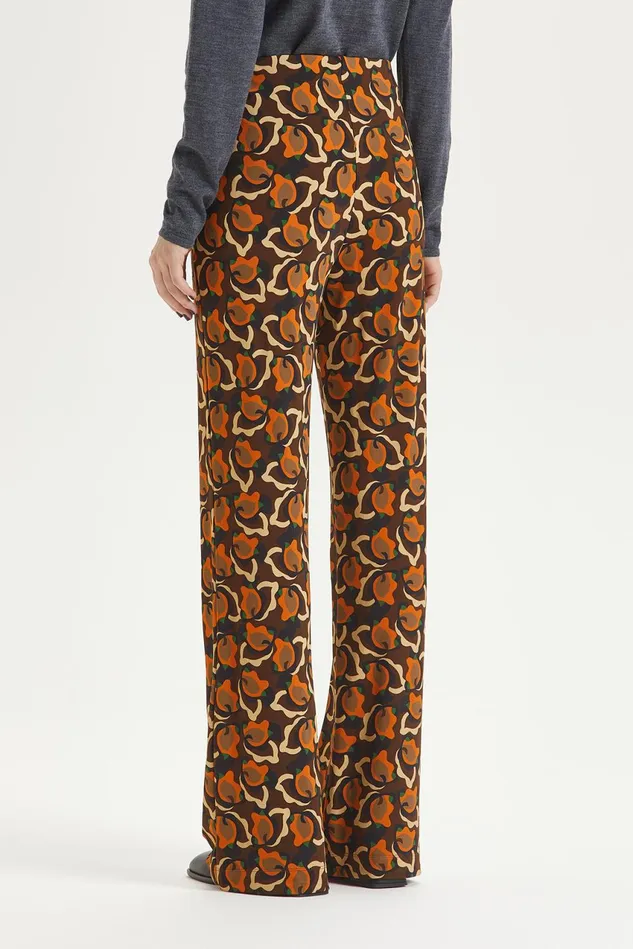 Women Malparmi Trousers Camoleaves Jersey Trousers Orangeblackbrown