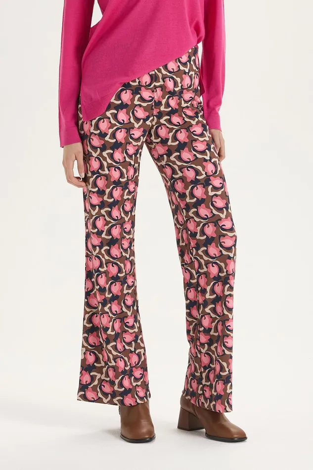 Women Malparmi Trousers Camoleaves Jersey Trousers Pinkbeigeblack