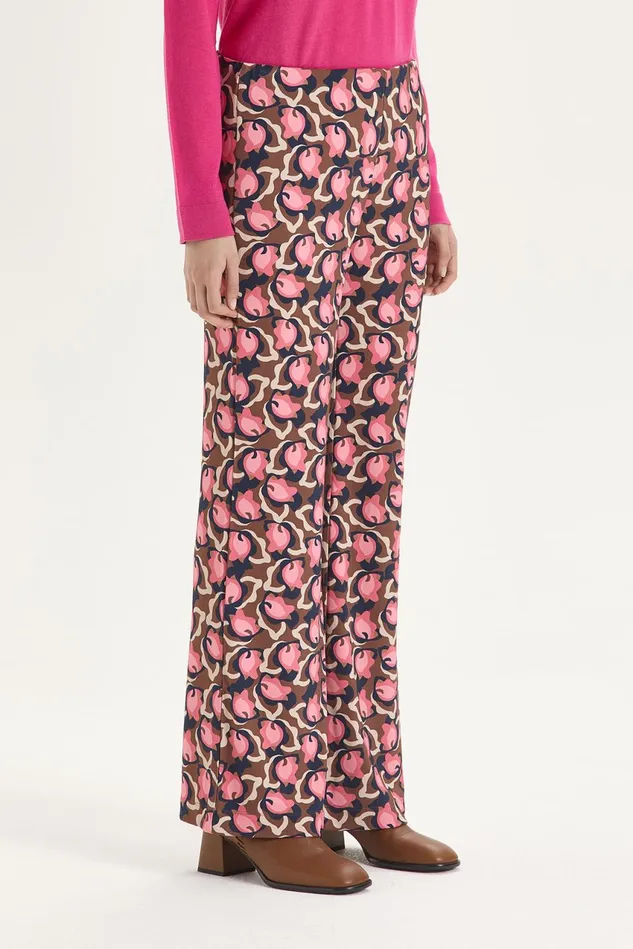 Women Malparmi Trousers Camoleaves Jersey Trousers Pinkbeigeblack