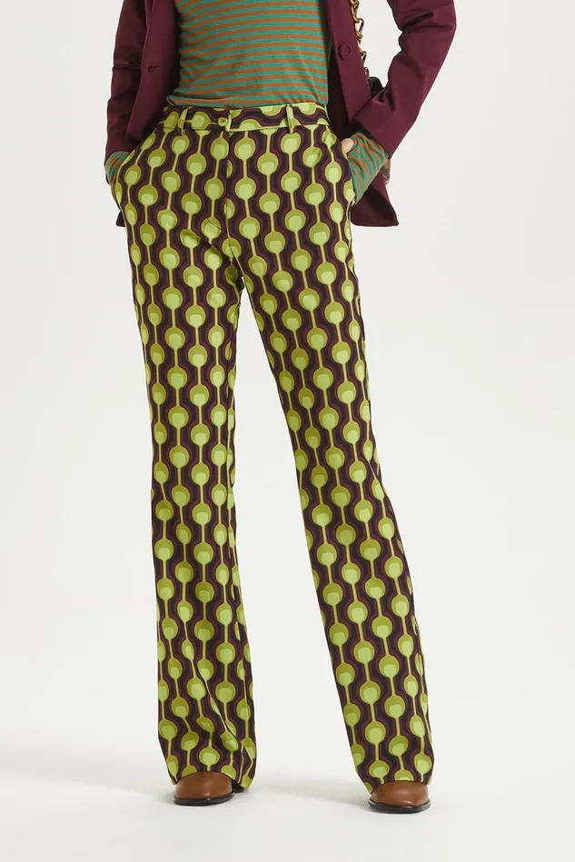 Women Malparmi Trousers Frieze Cady Trousers Greenblackbordeaux