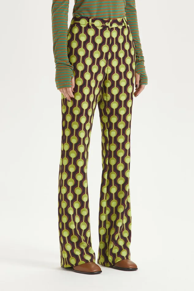 Women Malparmi Trousers Frieze Cady Trousers Greenblackbordeaux