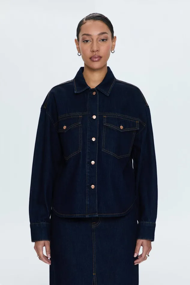 Women Mandy Denim Shacket 8211 Countdown Pistola Denim Jackets and Outerwear