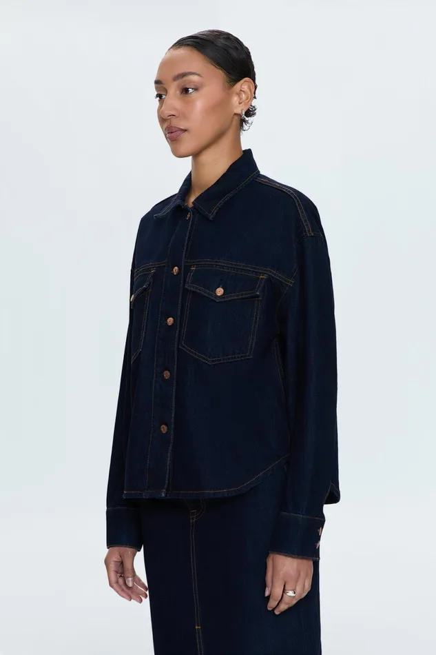 Women Mandy Denim Shacket 8211 Countdown Pistola Denim Jackets and Outerwear
