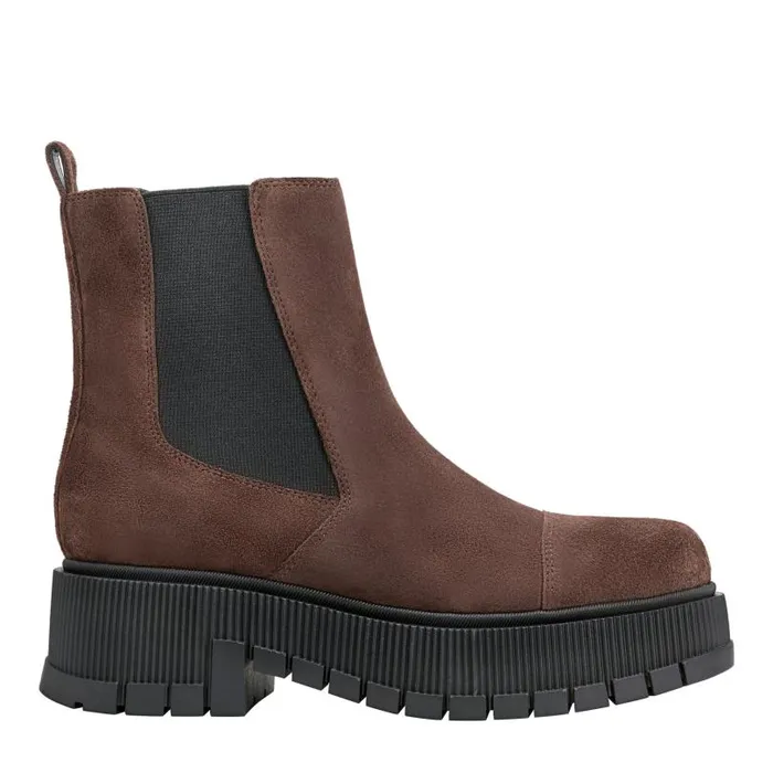 Women Marc Fisher Booties Bermida Lug Sole Bootie Dark Brown Suede