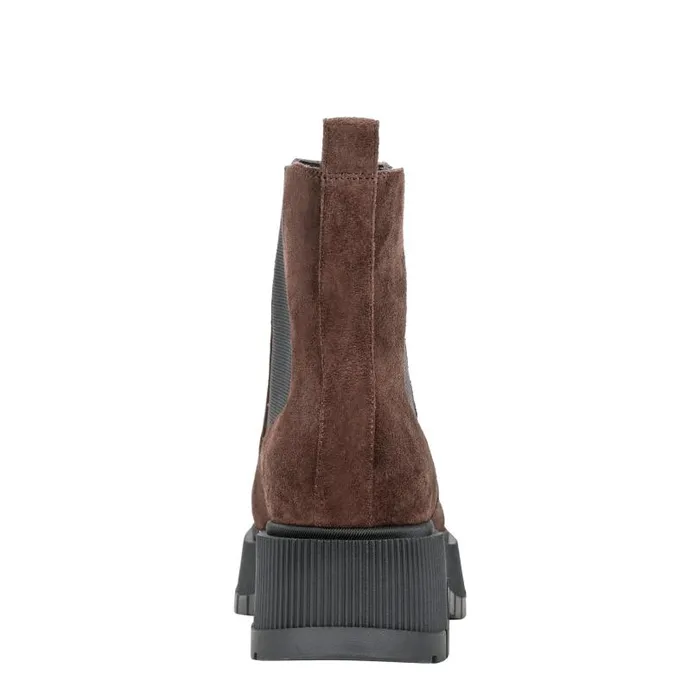 Women Marc Fisher Booties Bermida Lug Sole Bootie Dark Brown Suede