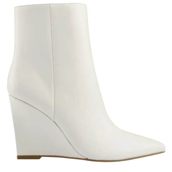 Women Marc Fisher Booties Dayna Wedge Bootie Chic Cream Leather