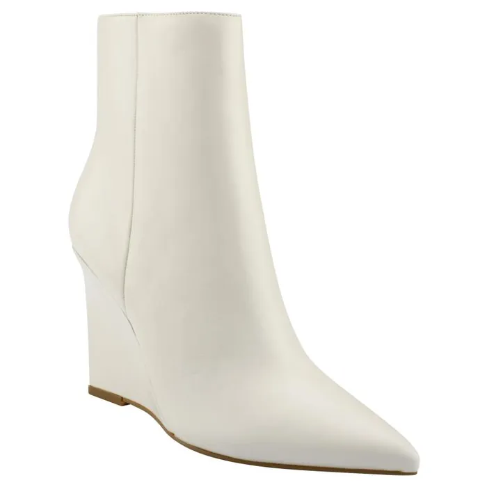 Women Marc Fisher Booties Dayna Wedge Bootie Chic Cream Leather