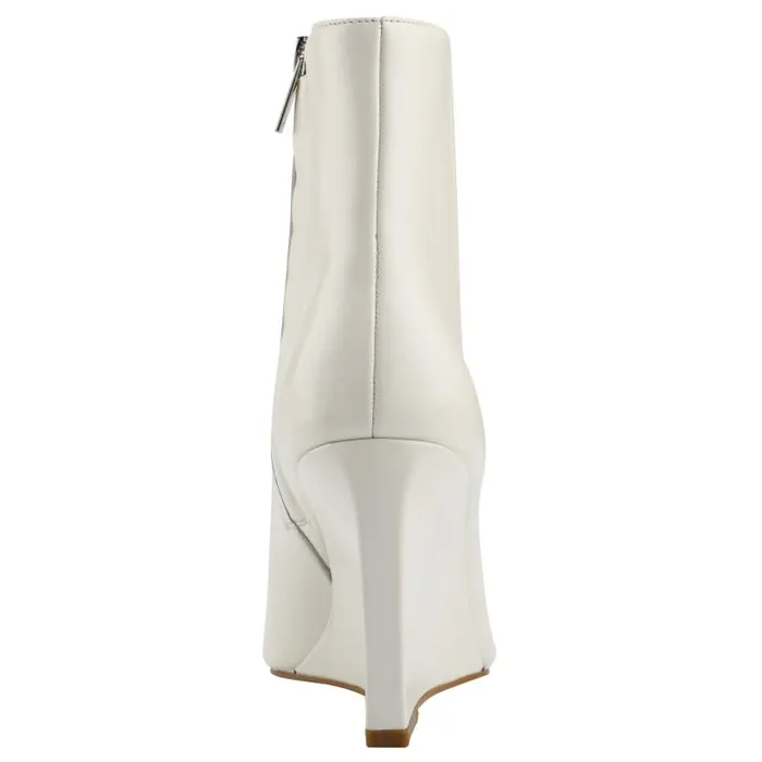 Women Marc Fisher Booties Dayna Wedge Bootie Chic Cream Leather