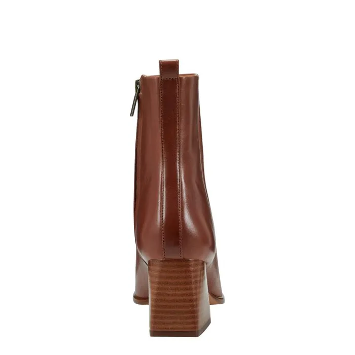 Women Marc Fisher Booties Floria Square Toe Bootie Tan Leather