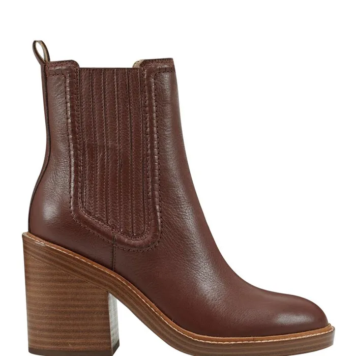 Women Marc Fisher Booties Halida Tailored Bootie Dark Natural
