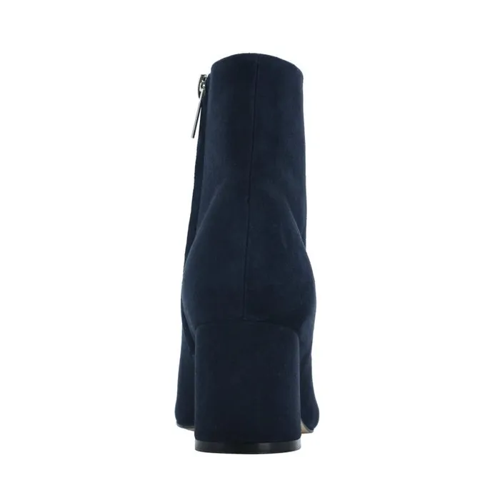 Women Marc Fisher Booties Jarli Pointy Ankle Bootie Navy Suede