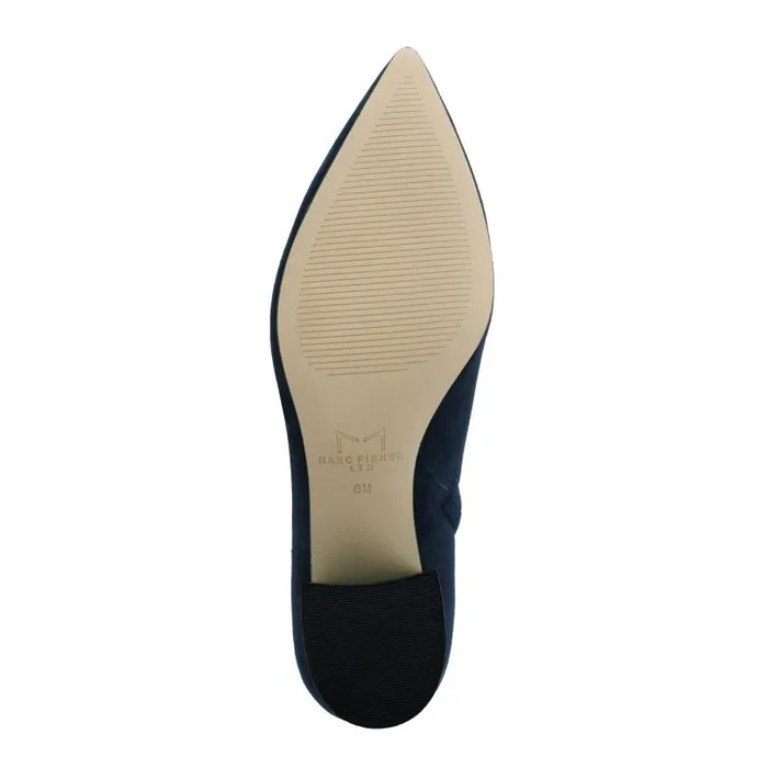 Women Marc Fisher Booties Jarli Pointy Ankle Bootie Navy Suede