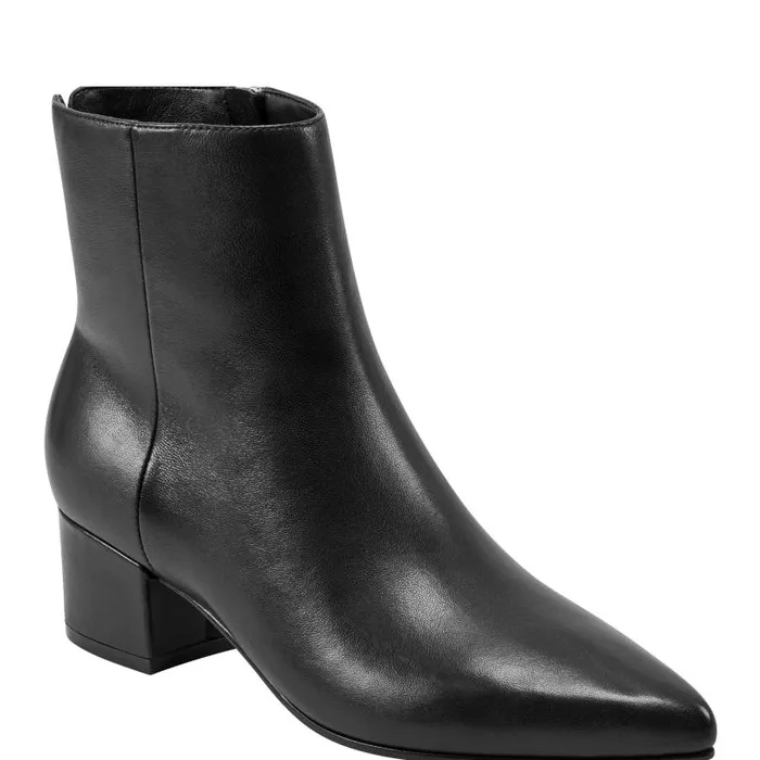 Women Marc Fisher Booties Leonna Ankle Bootie Black Leather