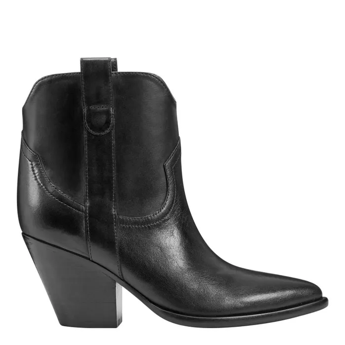 Women Marc Fisher Booties Marlie Western Bootie Black Leather