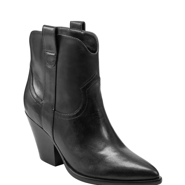 Women Marc Fisher Booties Marlie Western Bootie Black Leather